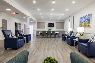 Common area with comfortable seating and dining space