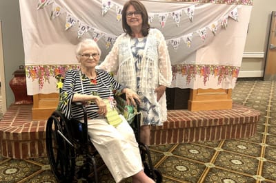 Residents and staff celebrating a special event