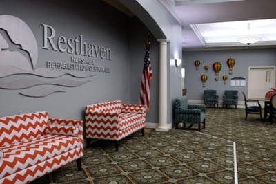 Interior view of Resthaven Nursing and Rehabilitation Center lobby