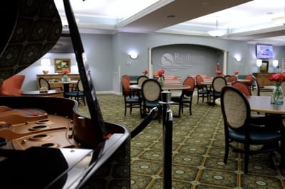 Interior view of dining area with seating and decor