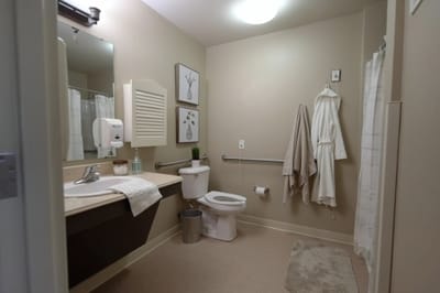 A well-maintained bathroom in a senior living facility