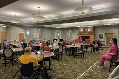Residents participating in an activity in a common area