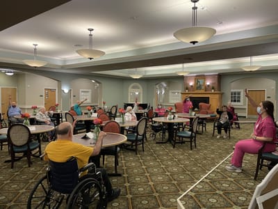 Residents engaged in an activity in a common area