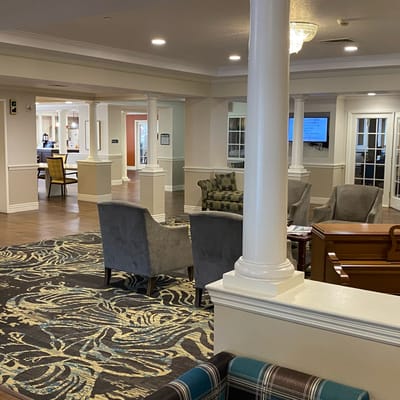 Interior view of a common area in a senior living facility