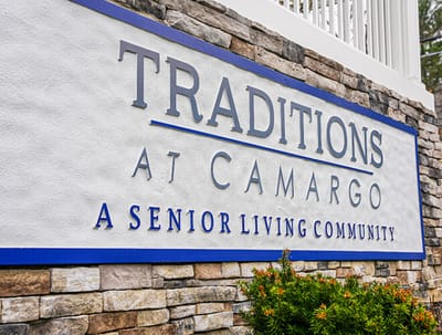 Signage for Traditions at Camargo senior living community