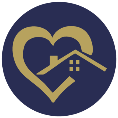 Logo featuring a heart and a house icon