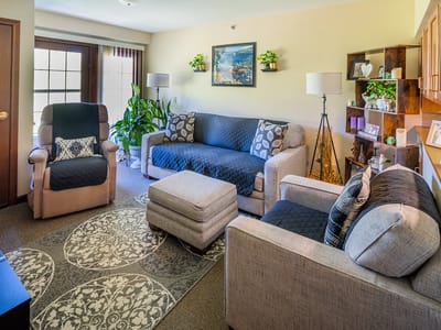 Cozy living room setup in a senior apartment
