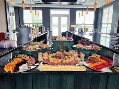 A beautifully arranged gourmet food display in the dining area