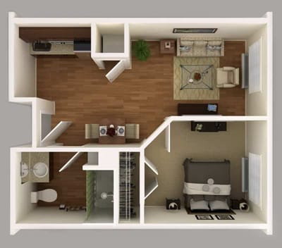 Floor plan of a resident living unit