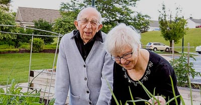 Residents enjoying gardening in an outdoor area