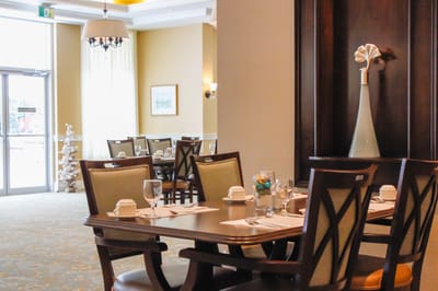 Dining area with elegant table settings
