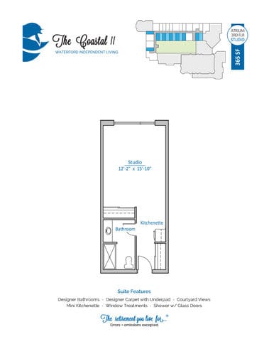 Architectural floor plan of a studio unit