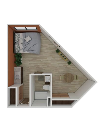 Interior layout of a small resident room