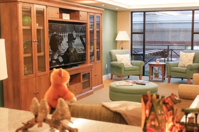 Cozy common area with comfortable seating and a TV