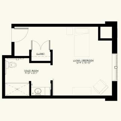 Architectural floor plan of a living space
