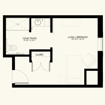 Architectural floor plan of a residential unit