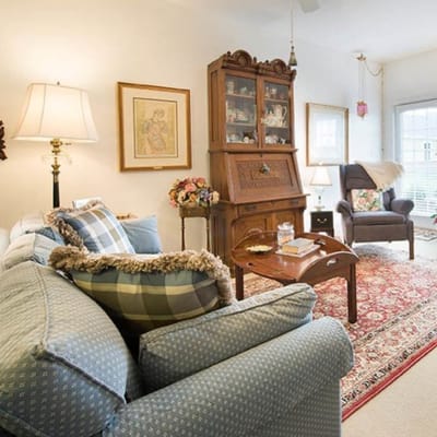 Cozy living room with comfortable furniture and decor