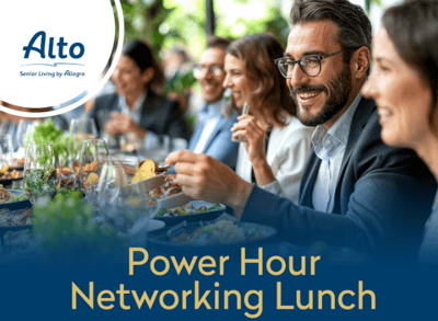 Residents enjoying a networking lunch event
