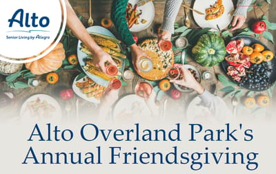 Residents celebrating at an annual Friendsgiving event