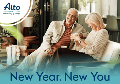 Two residents enjoying coffee in a cozy common area
