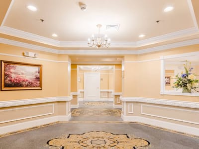 Interior hallway with decorative accents and artwork