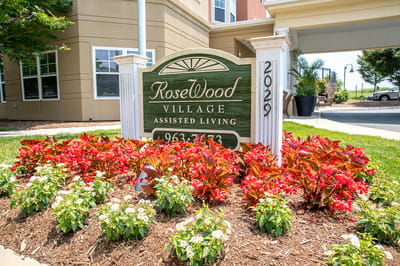 Exterior sign of RoseWood Village Assisted Living