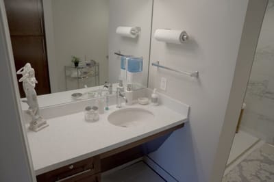 Interior bathroom with modern fixtures