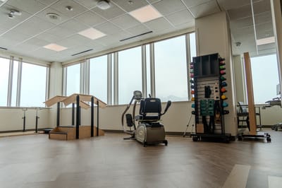 Interior view of a therapy area with equipment