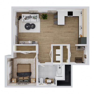 Floor plan of a small apartment layout