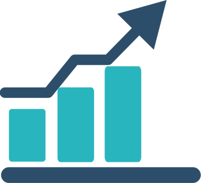 Bar chart graphic representing growth