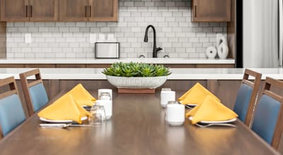 Dining area with a beautifully set table