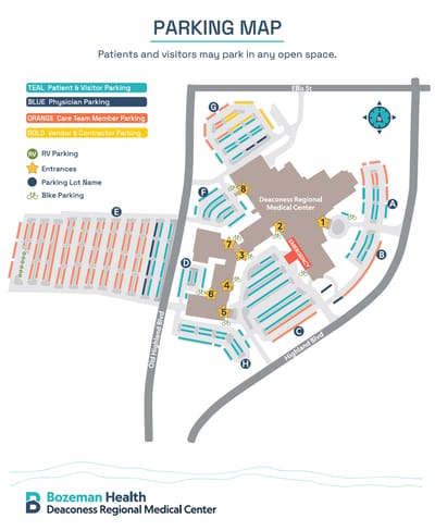 Parking map for Bozeman Health facility