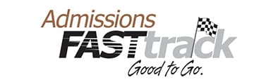 Admissions FASTtrack logo with a checkered flag
