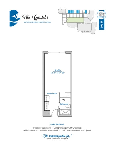 Architectural floor plan for a studio unit