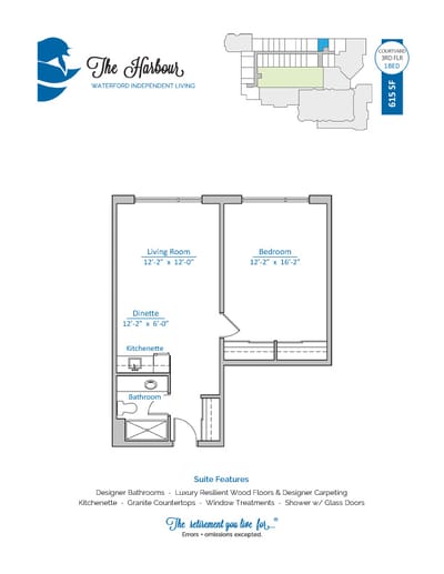 Architectural floor plan for a resident suite