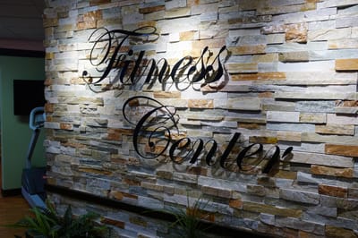 Signage for the Fitness Center in the facility