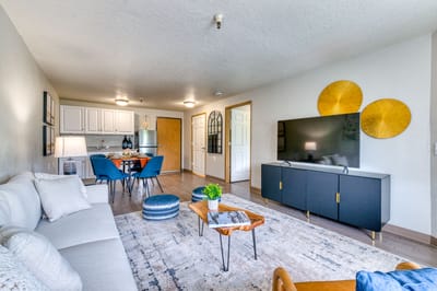 Bright living room in a senior care facility