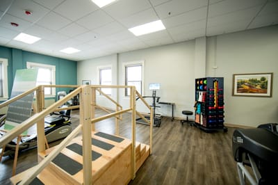 Interior view of a therapy area with equipment