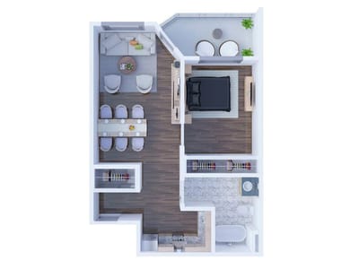 Architectural floor plan of a private resident room
