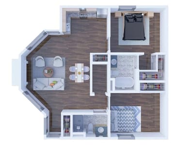 Architectural floor plan of a resident unit