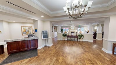 Welcoming lobby area of a senior living facility