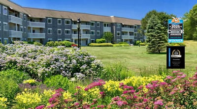 Beautiful outdoor space with landscaped gardens and building exterior