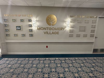 Interior wall displaying employee recognition
