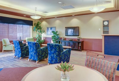 Interior common area with seating and plants