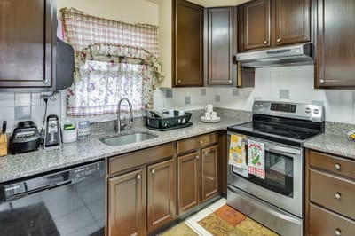A well-equipped kitchen in an assisted living facility