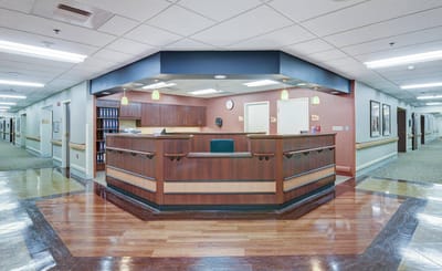 Reception area of a nursing home facility