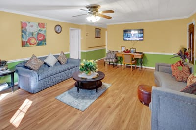 Cozy common area with seating and decor