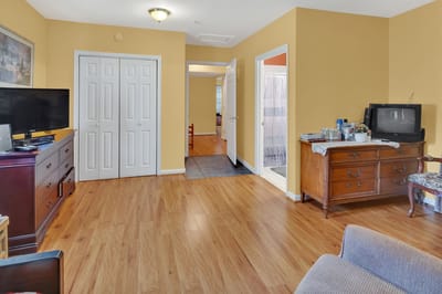 Interior of a resident room with wooden flooring