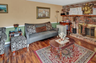 Cozy lounge area with comfortable seating and decor