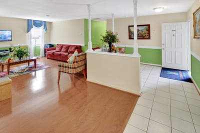 Bright interior of a common area with seating